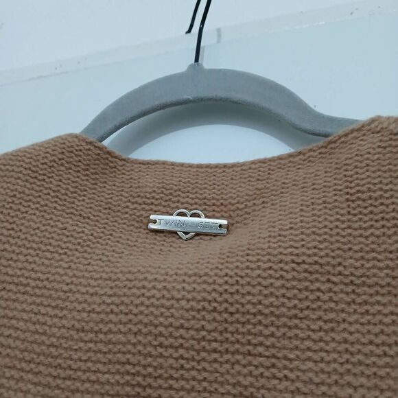 Twin set Simona barbieri womens large camel tan wool cashmere sweater jacket - Picture 4 of 8